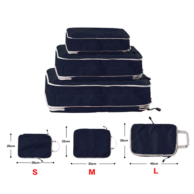 Foldable Compressible Packing Cubes, Waterproof Travel Storage Bag, Nylon Suitcase, Portable with Handbag, Luggage Organizer: XL / black