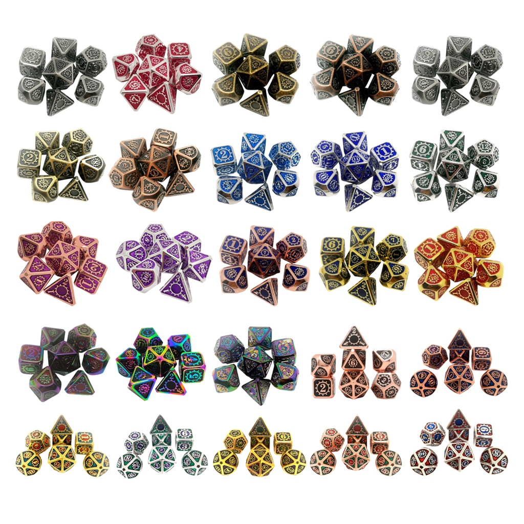 7Stck polyedrisch Multi-einseitig Metall Pro Drachen Waage DnD Pfadfinder RPG würfelt