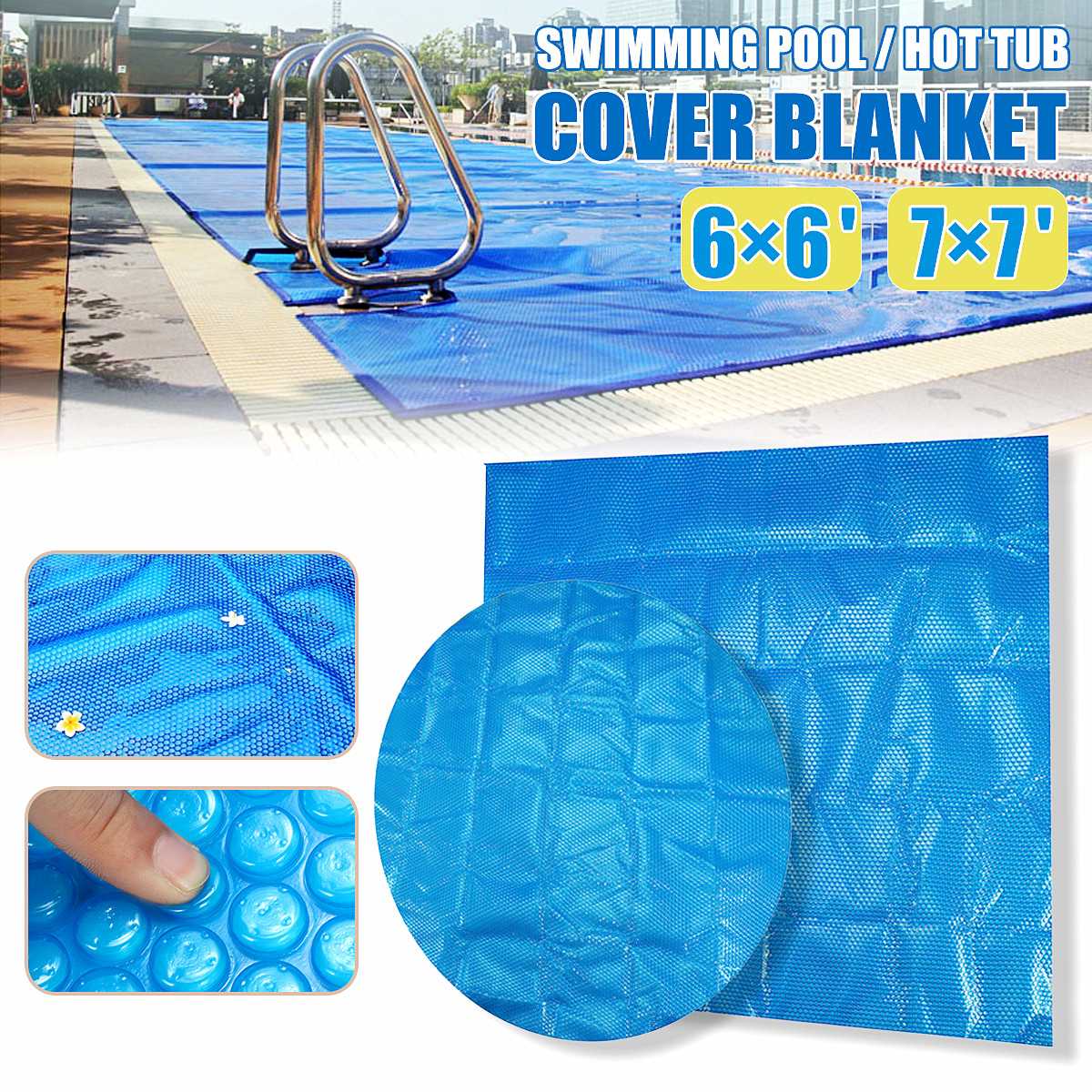 6ft/7ft Round/Square Swimming Pool Spa Tub Cover 400m Solar Thermal Blanket