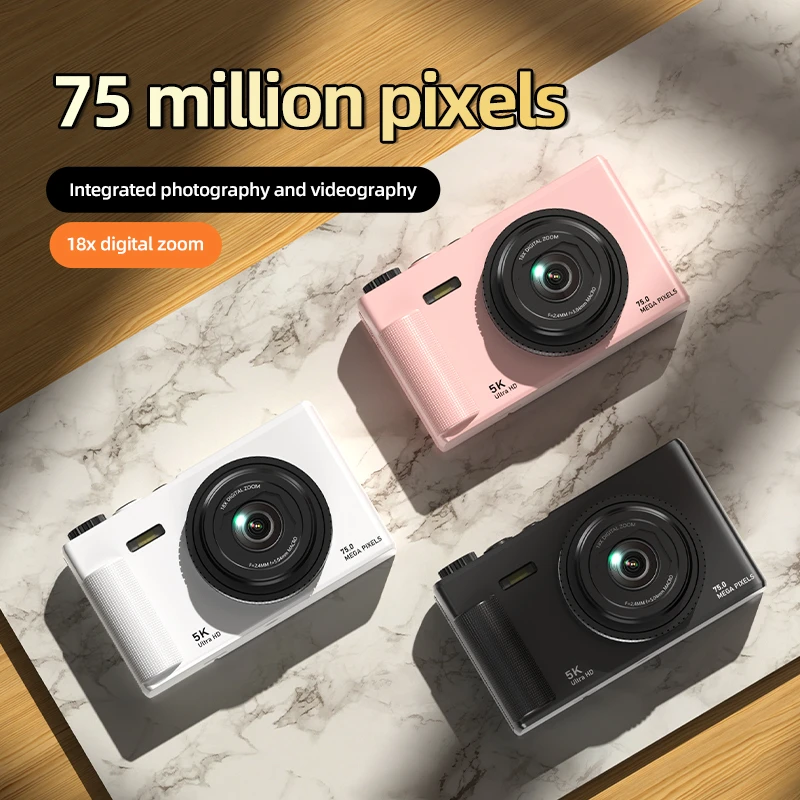 Xiaomi digitalkamera mit 180 °-klappbildschirm, 5k-zoll -Video-vlog-kamera, bildstabilisierung, 75mp 18x zoll-Zoomen, tragbarer körperkamera für studenten