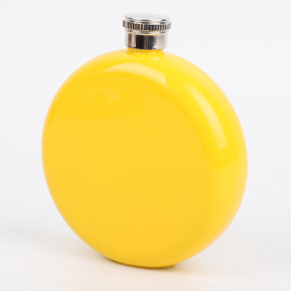 Rvs Ronde Heupfles Relatiegeschenk Outdoor Draagbare Heupfles Ondersteuning Custom Pakket 304 Food Grade: YELLOW