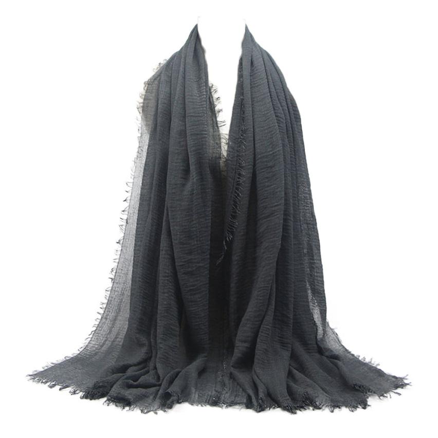 Premium Viscose Maxi Crinkle Cloud Hijab Scarf Shawl Soft Islam Muslim Women Lady Sales #J05: Dark Grey