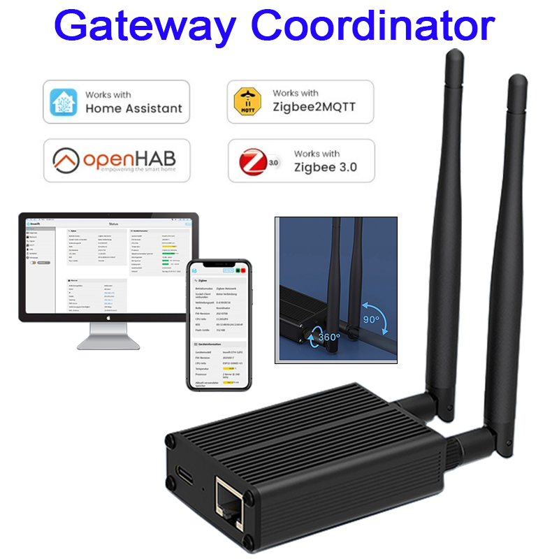 Gateway Universal Bridge Ethernet, USB und WiFi Gateway Coordinator, funktioniert mit Zigbee2 MQTT, Home Assistant, Z H A Open HAB