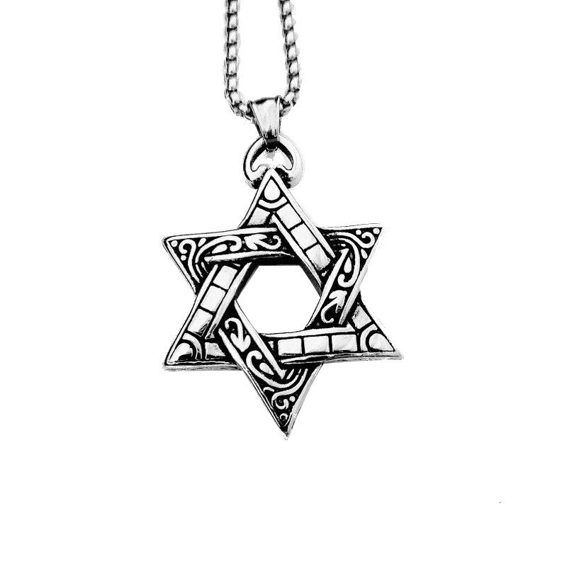 Klassisk hiphop hexagram stjerne af david vedhæng halskæder til mænd religiøs harajuku jødisk bijoux krave kolye