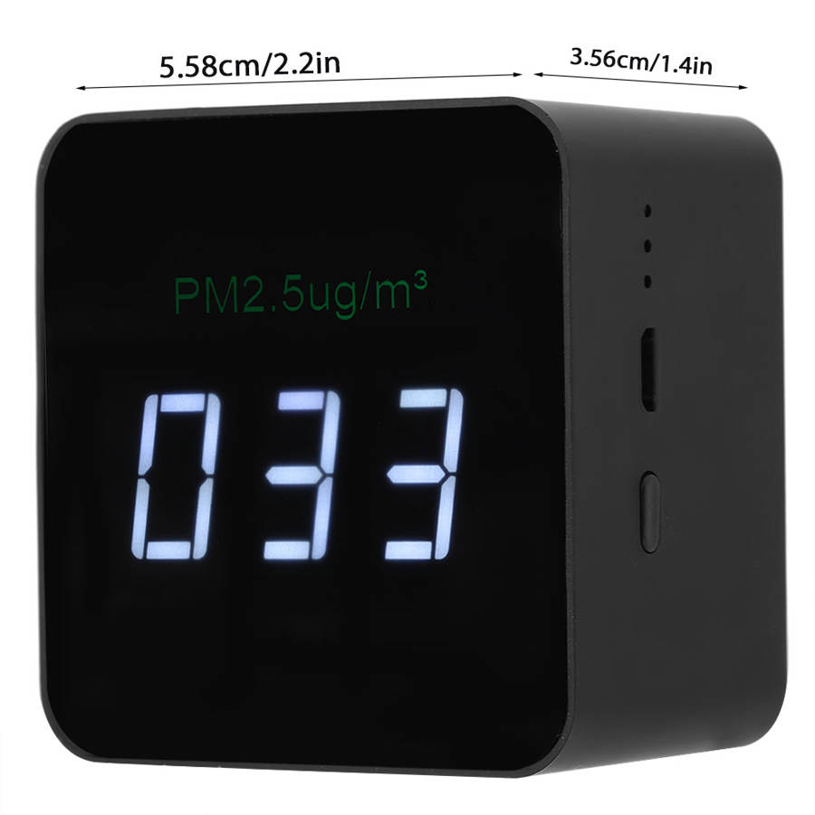 Mini PM2.5 Detector USB Air Tester Monitor Meter Rechargeable Air Detector with LED Display Black