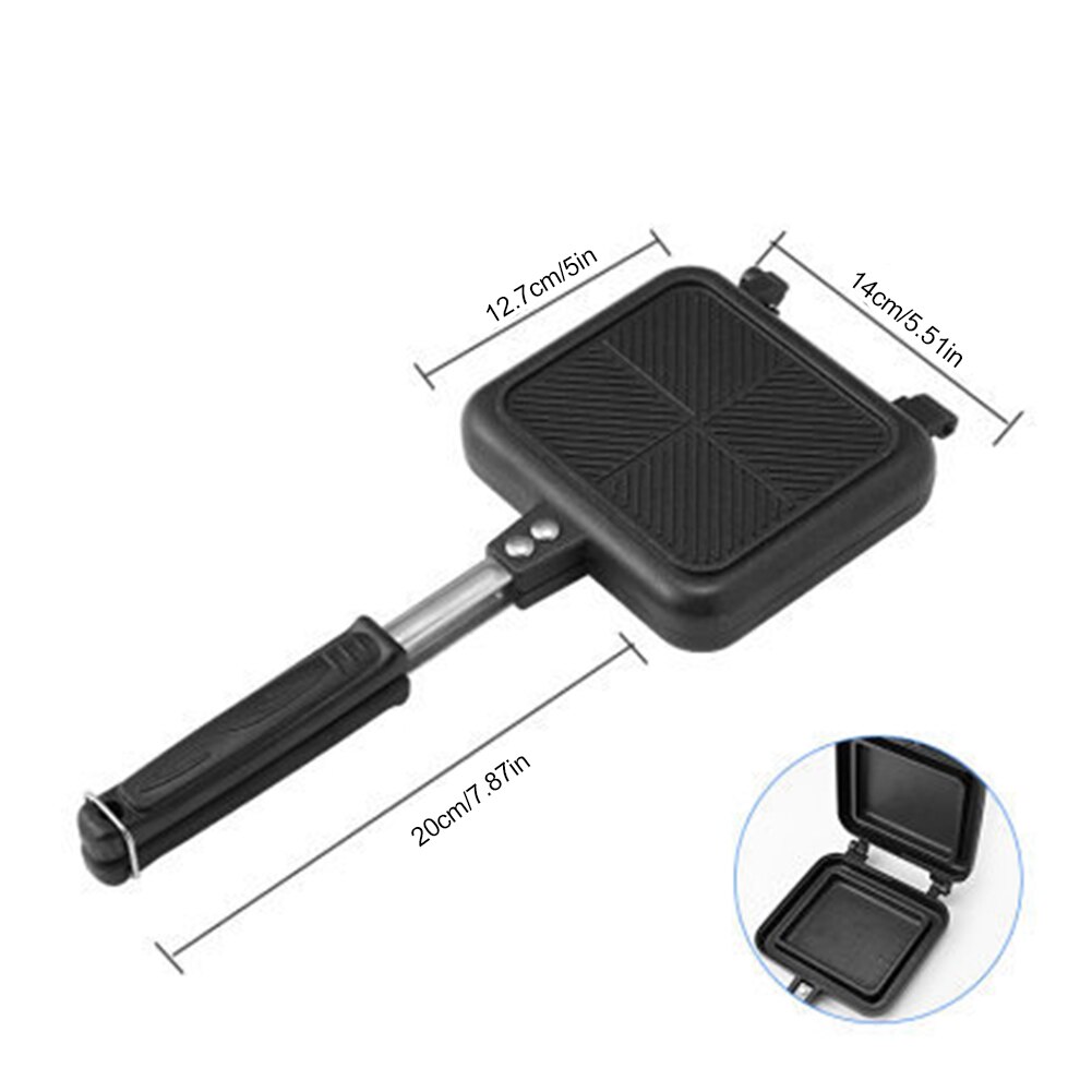 Double-Sided Sandwich Pan Non-stick Foldable Grill Frying Pan for Bread Toast Breakfast Machine Waffle Pancake