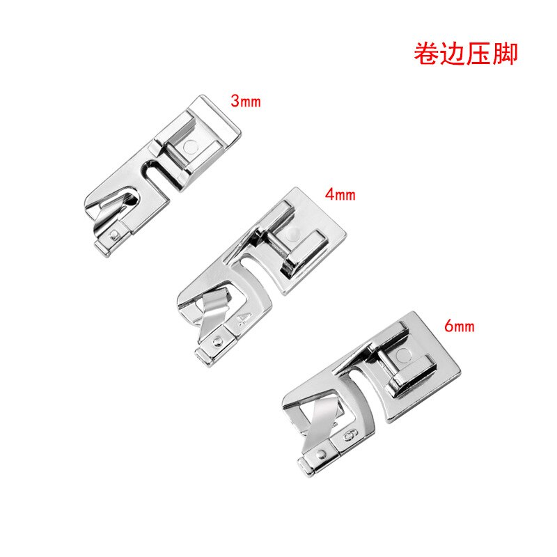 3PC Domestic Sewing Machine Foot Presser Rolled Hem Feet Set for Brother Singer Sewing Accessories #F: Default Title