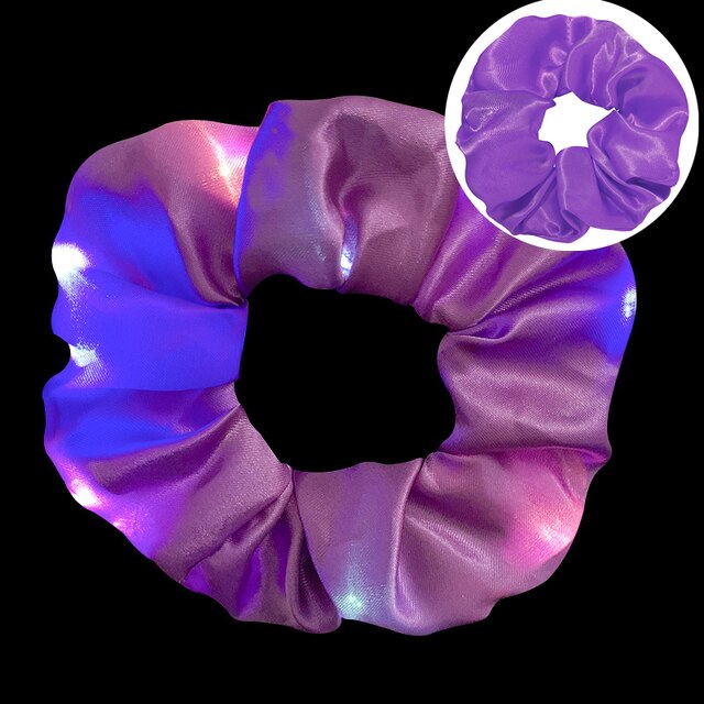 1pc LED Luminous Women Girls Hair Rope Flashing Ponytail Holder Light Up Elastic Hair Bands Hair Accessories Glow Party Supplies: purple