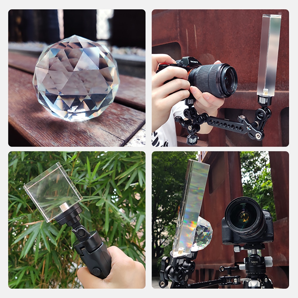 Photography Prism with 1/4'' Crystal Ball Optical Glass Magic Photo Ball Glow Effect Decorative Photography Studio Accessories