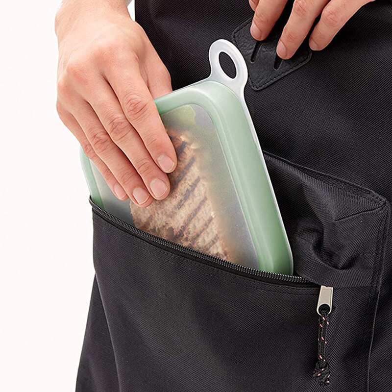 1PC Sandwich Case Box Silicone Portable Reusable Adjustable Sandwich Box Toast Picnic Food Container Student Bento Lunch Box