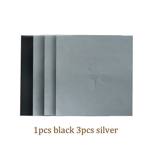 Protecteur de cuisinière à gaz | Ensemble de 4 pièces, accessoires de protection pour cuisinière à gaz, couverture de Stovetop/revêtement de cuisine à gaz: 1pc black 3pc Silver
