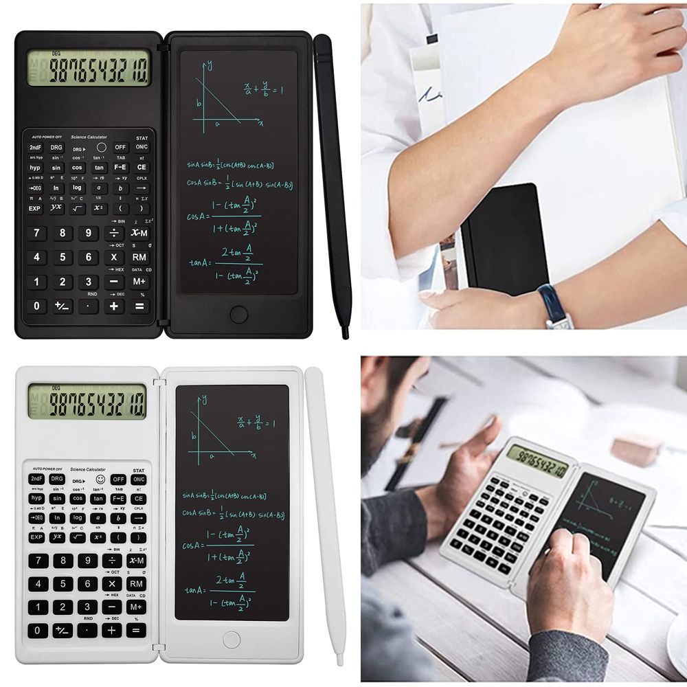 Foldable Scientific Calculator 10-Digit Digital Large Display with an Erasable Writing Tablet Digital Drawing Pad Math Calculato