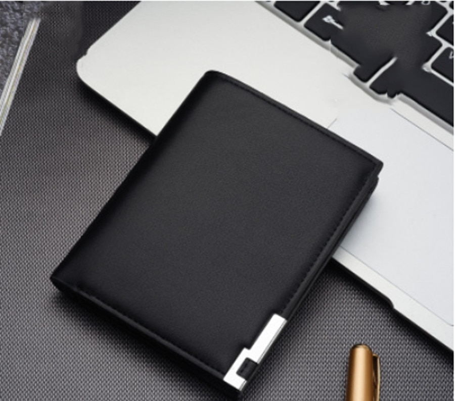 men's wallet pu solid color slim wallet men's two-way folding short credit card wallet coin purse business wallet men