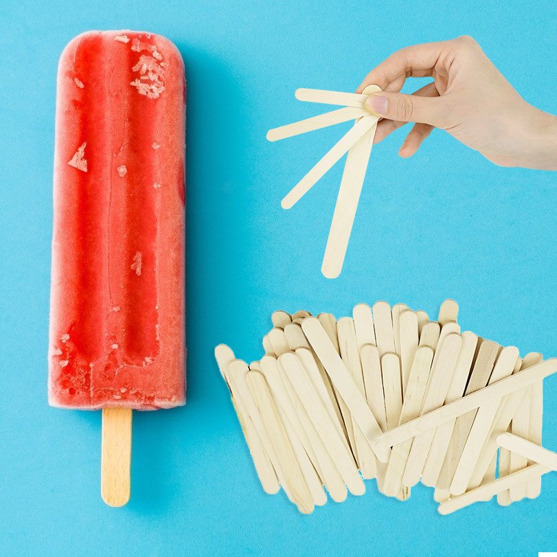 50pcs/lot Popsicle Stick Natural Wood Ice Cream Sticks Kids DIY Hand Crafts Ice Cube Making Cream Tools Model Lollipop Cake Mold