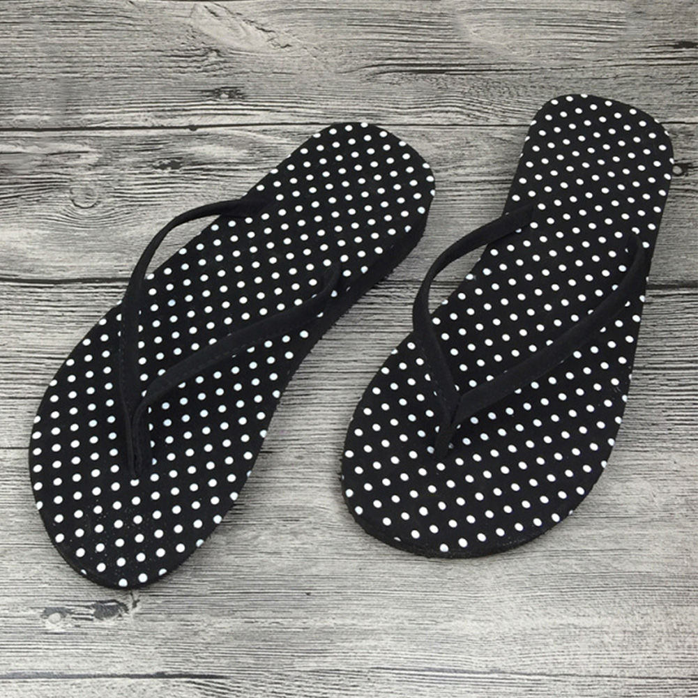 Womens Flip Flops Beach Sandals Black White Spot Stripes Casual Flat-heeled Sandals Women Slippers #734