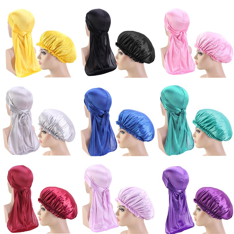 Unisex 2pcs/set Silky Durag Long Tail And Wide Str... – Vicedeal