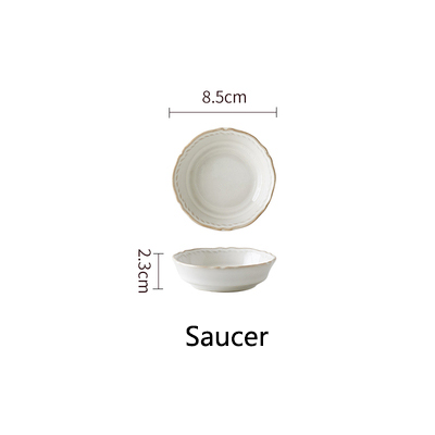 Retro Embossing Bone China Dinner Plates Flower Shape Wedding White Charger Plate Bowls Dishes and Plates Sets Kitchen Supplies: Saucer