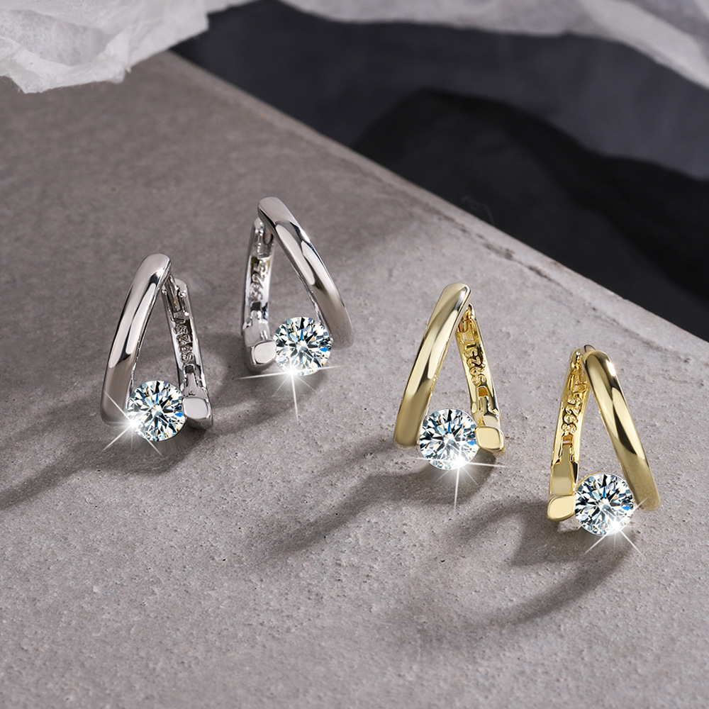 Pendientes Huggies de plata esterlina 2023 para mujer, aretes pequeños redondos de circonita con diamantes de imitación, aretes de aro, de joyería de , novedad de 925