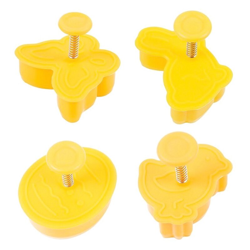 4 Stuks Cookie Stempel Biscuit Mold Vlinder Cookie Plunger Cutter Pasen Konijn Ei Chick Cookie Cutters Bakvorm