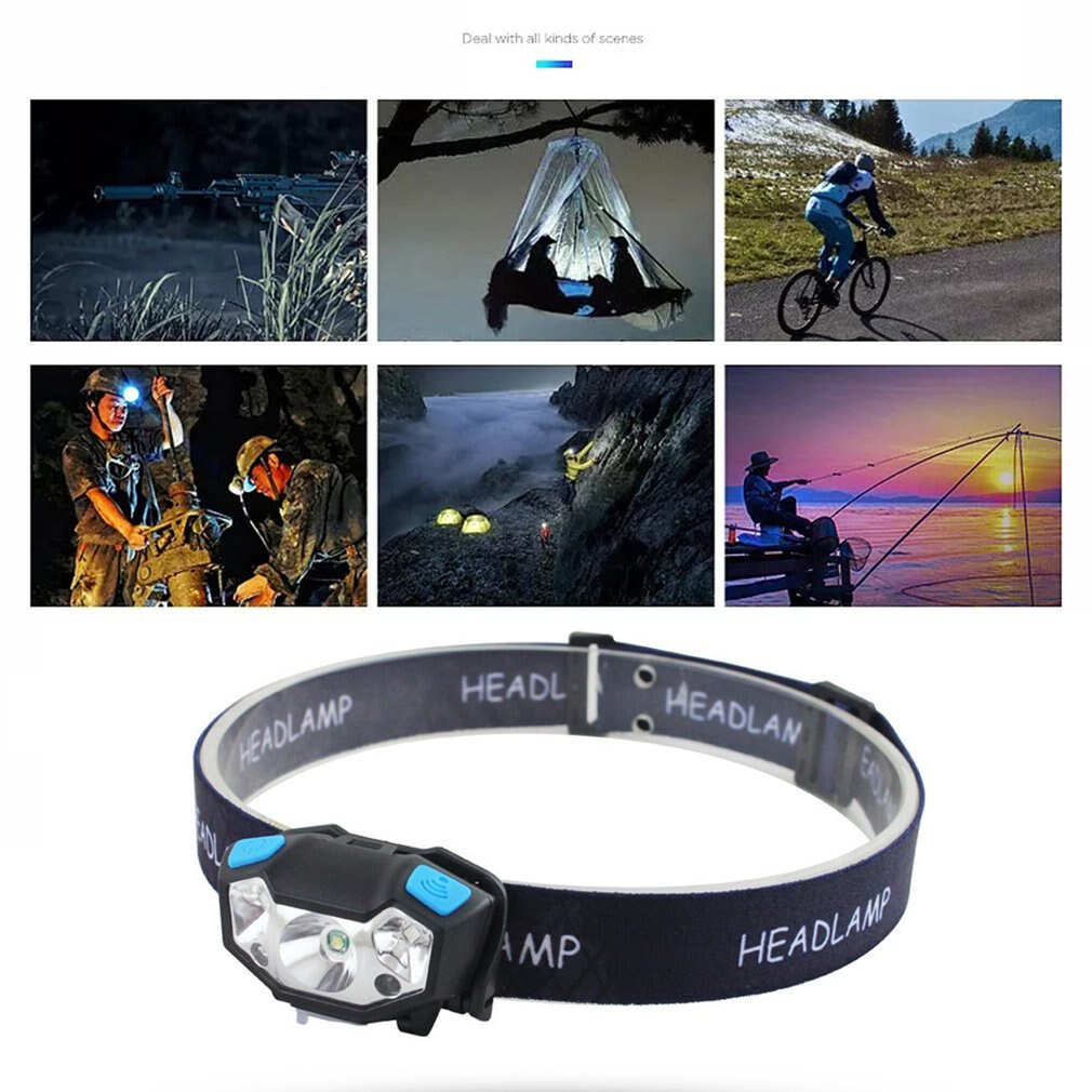 Mini oplaadbare led-koplamp met bewegingssensor, ingebouwde led-koplamp met usb-aansluiting
