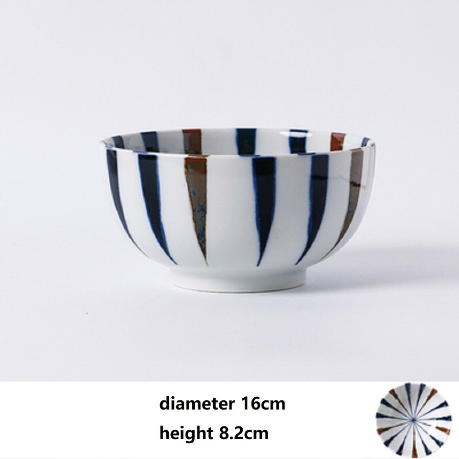 1 Pc Japanse Schotel Plaat Keramische Onderglazuur Retro Creatieve Lijnen Eenvoudige Exquise Huishouden Gemaakt In Japan: Diameter 16cm