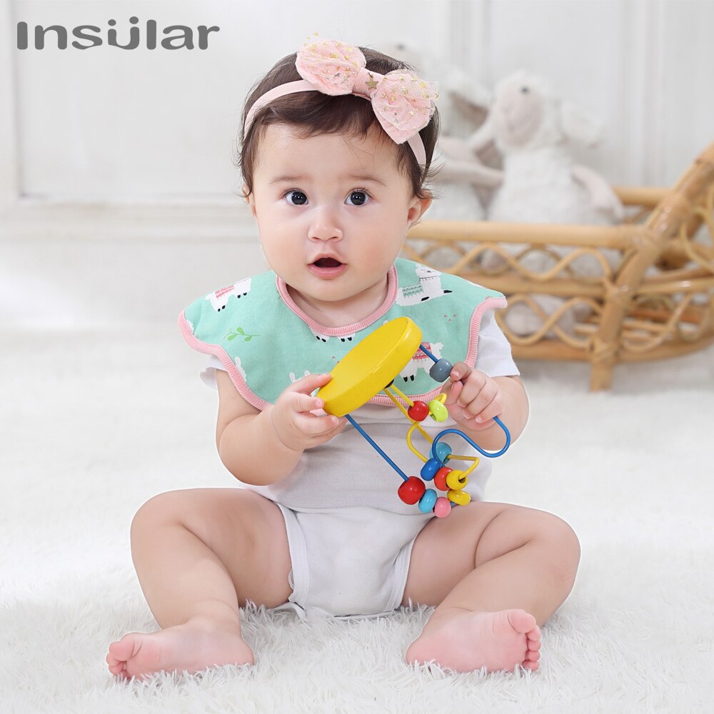 Insular Cartoon Print Baby Slabbetjes 360 Graden Draaibare Bandana Bib Waterdicht Eenvoudig Te Reinigen Speeksel Handdoeken Baby Kant Burp Doek