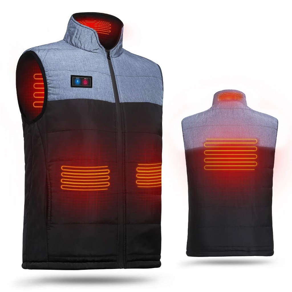 Gilet d'hiver unisexe vestes décontractée sans manches électrique gilet chauffant USB électrique chauffage rembourré coton gilet hauts épais veste