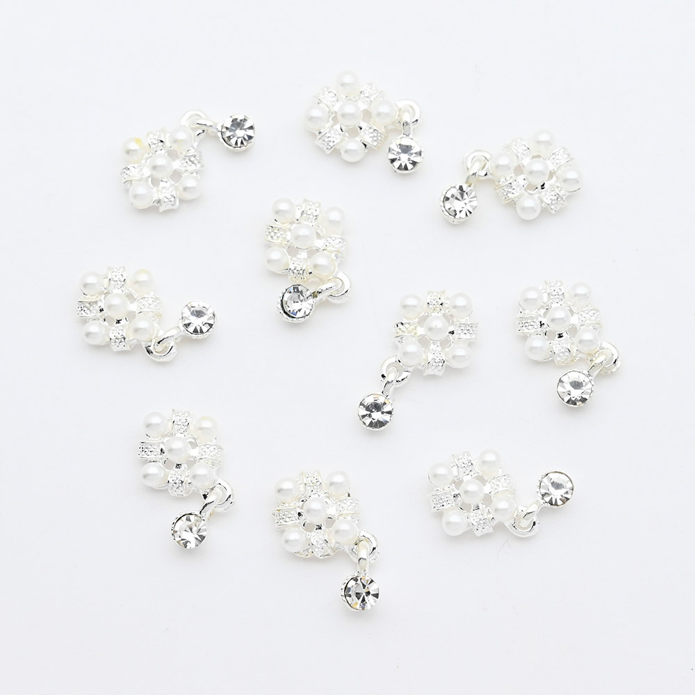 10pcs-Heart Jewelry Nail Dangle Charms Angel With Pearls+Rhinestones Decors For Acrylic Nails 18 Manicure Decorations #F2: JE0763