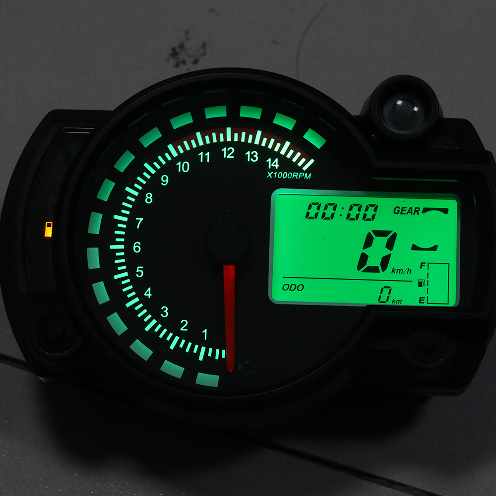 Motorcycle Lcd Digitale Gauge Indicator Snelheidsmeter 15000Rpm Waterdichte Kilometerteller Velocimetro Meter 6 Kleuren Dashboard Universele