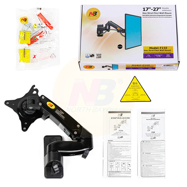Nb F150 Aluminium 360 Graden 17 &quot;-27&quot; Monitor Houder Gasveer Arm Led Lcd Tv Muur mount Laden 2-7kgs