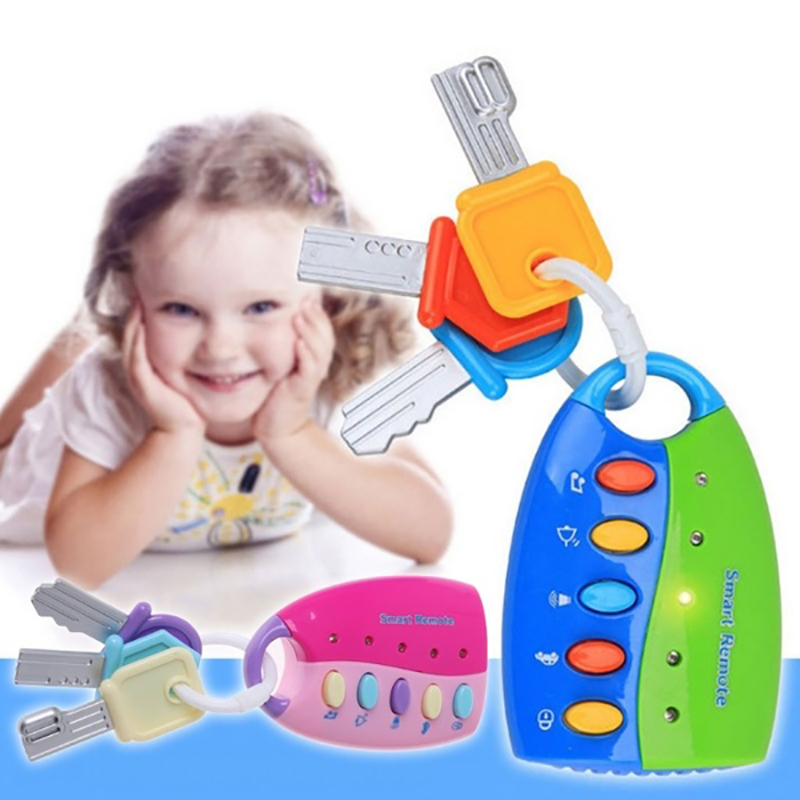 Børns stærkt simulerede fjernbetjening bil nøglelås belysning musik kombination puslespil pædagogisk legetøj til tidligt spædbarn.
