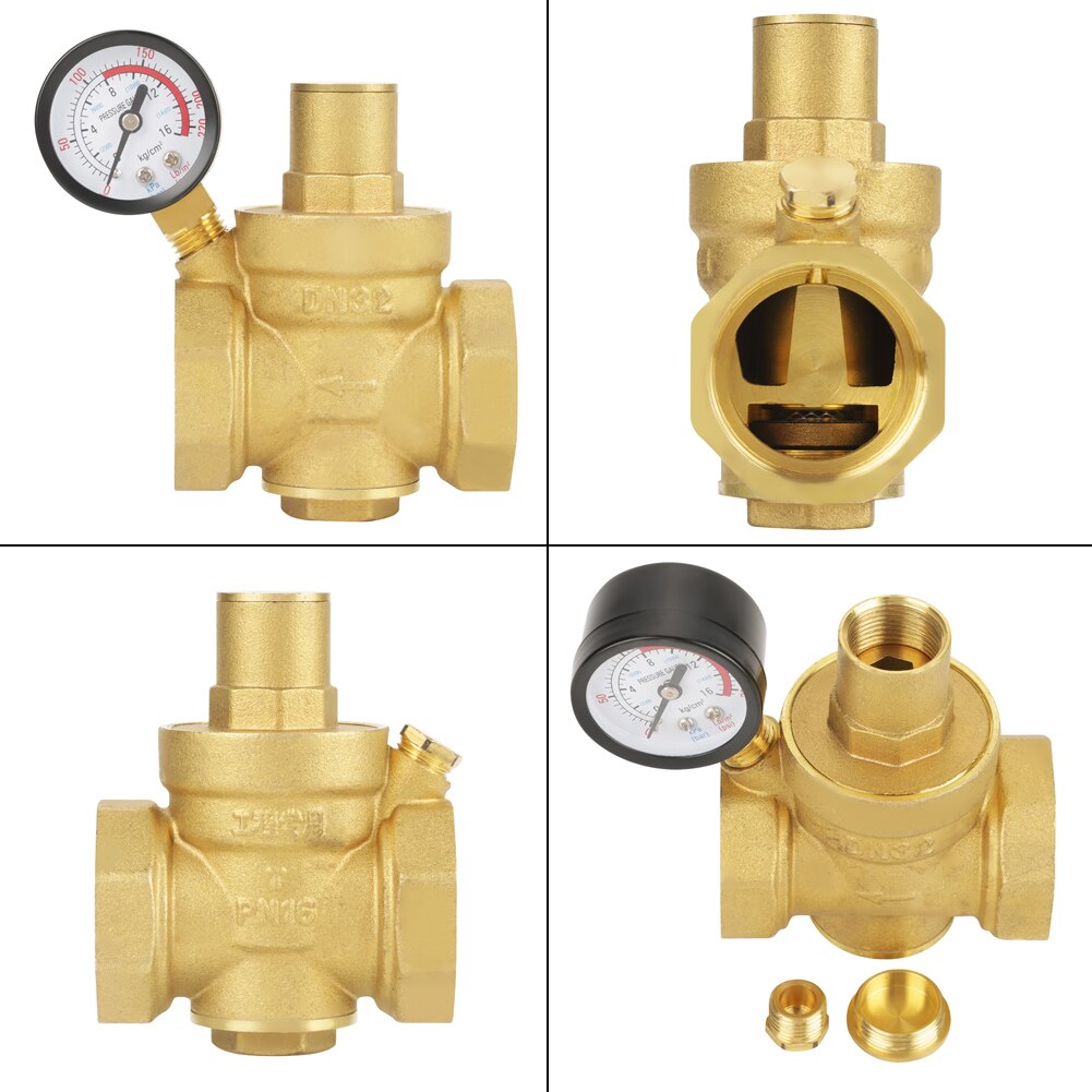 Pressure Regulator Valve BSP Brass Water Pressure Reducing Maintaining Valve DN32 Regulator Adjustable Relief Valve Gauge