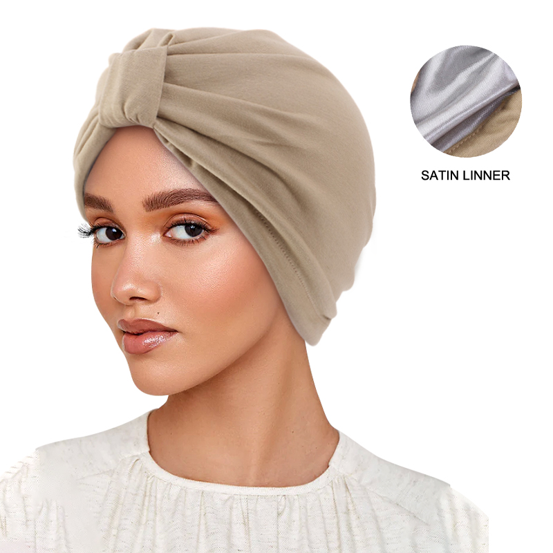 Chapeau turban musulman pour femme, hijab musulman, casquette de chimio contre le cancer, perte de cheveux islamique, écharpe de tête, doublure en satin, casquette arabe,