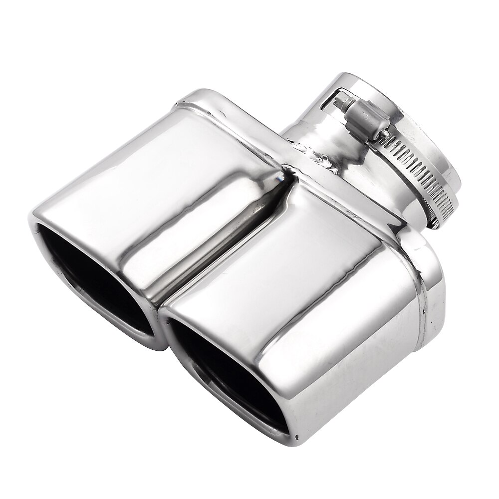 Y-rør bil udstødningsrør rustfrit stål dobbelt rund hale lydpotte spids rør auto sølv farve indvendig diameter 7 cm bil rør