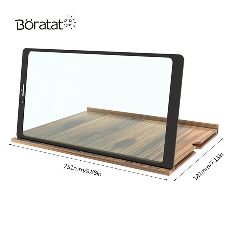 12 Inch Screen Amplifier Wood Horizontal Vertical Screen Magnifier Folding Desk Phone Video Holder