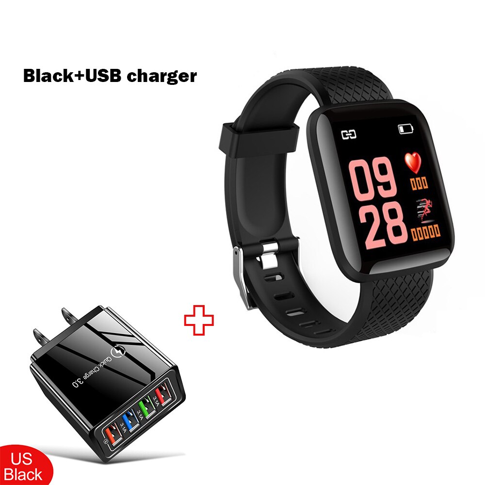 2020 New Smart Watch uomo Fitness bracciale orologi da donna monitoraggio della frequenza cardiaca orologio da polso elettronico Smartwatch magico per bambini: US charger black