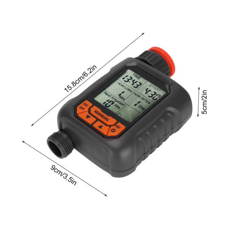 Irrigation Controller Sprinkler Timer Manual Auto Modes 4 Programs Electronic IP65 Waterproof with Adapter for Balconies
