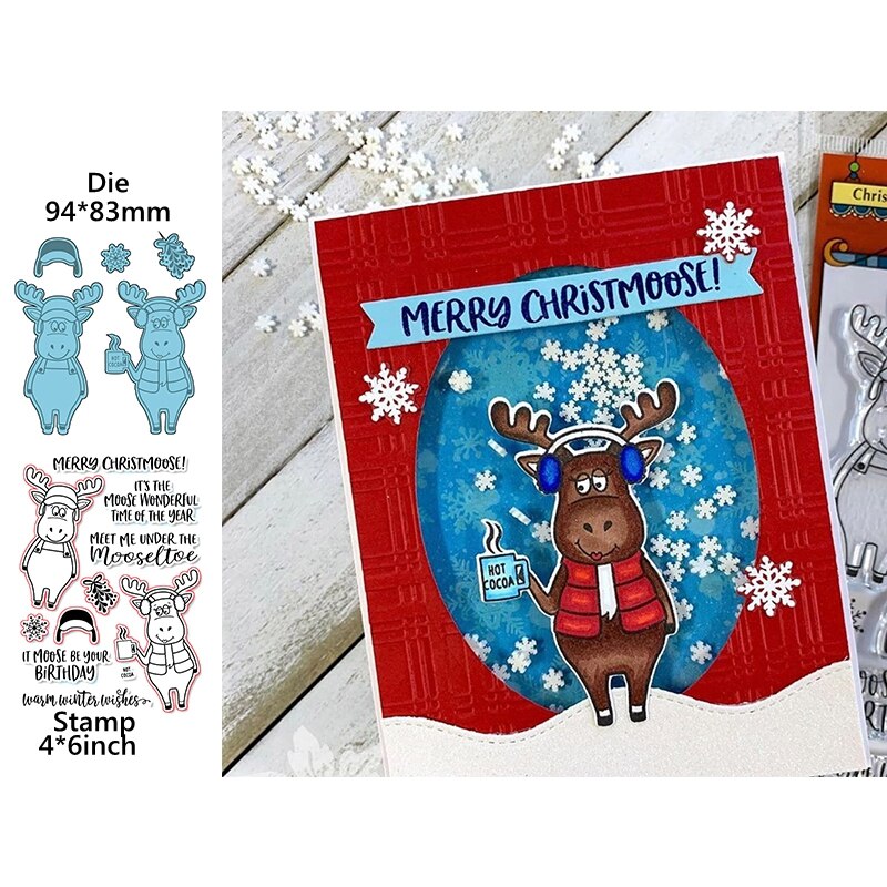 Noël cerf/orignal ours câlin miel abeille anniversaire éléphant sorcière chaussures + Phrases bénédictions matrices et timbres pour bricolage carterie: WW0956A1H5827 / Die