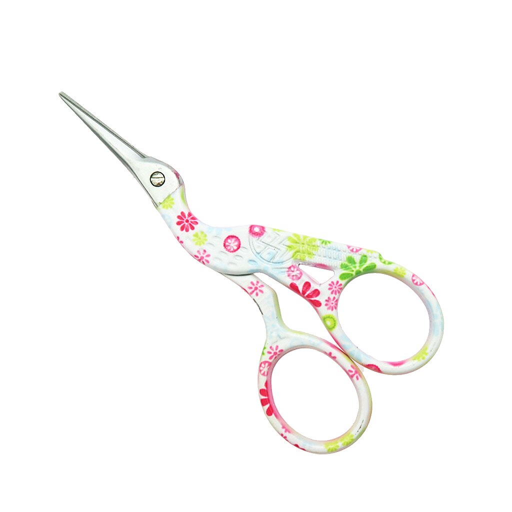 Small Floral Stainless Steel Art Retro Scissors Stork Crane Bird Scissors