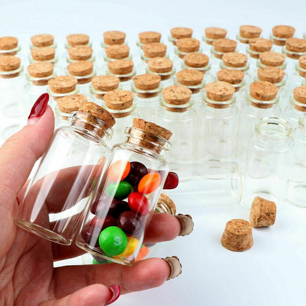12PCS Mini Glass Bottle with Cork Stopper Small Glass Bottles Clear Vial Empty Wish Bottles Storage Cork Box Home Wedding Decor
