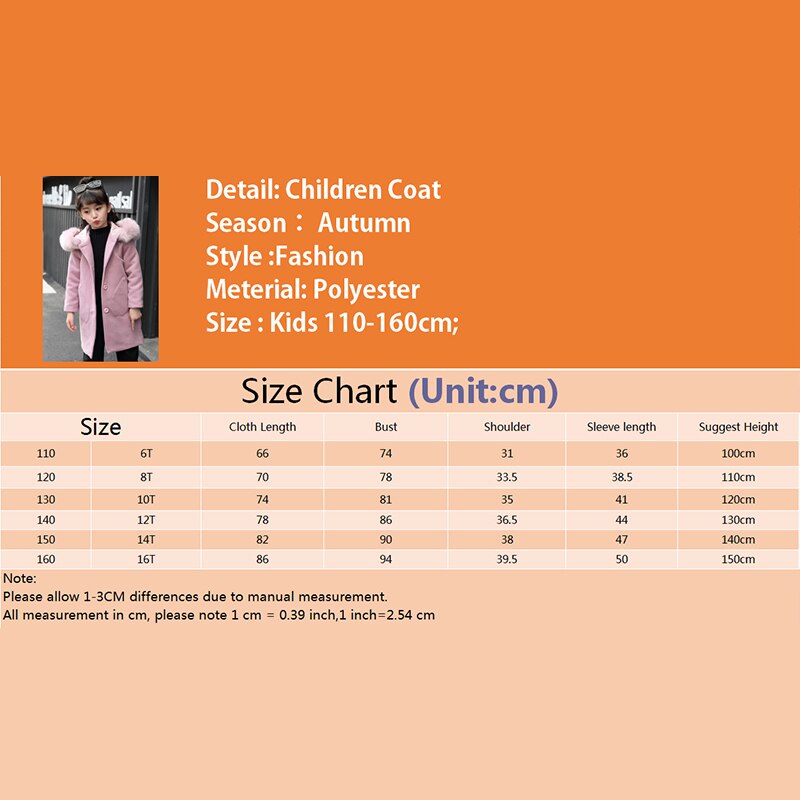 Meisjes wollen jas kinderen winterjas halflange bovenkleding warme wollen kleding capuchon windjack lange meisjes winterjas jas