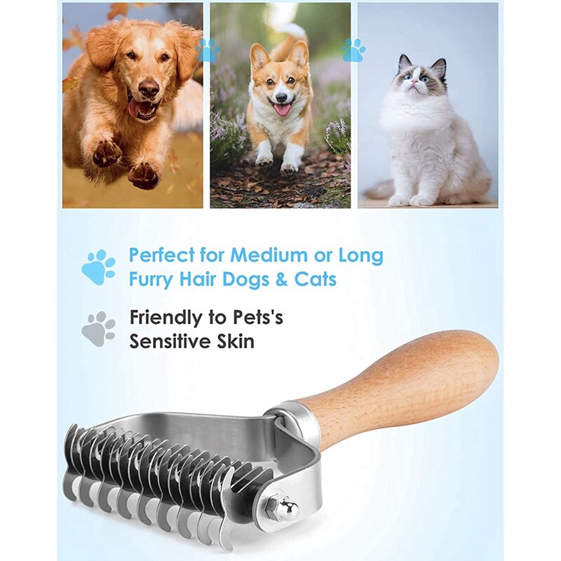 DDSHUN Deshedding Tool - Huisdierverzorgingsborstel voor het verwijderen van korte, middellange en langharige honden, katten, paarden
