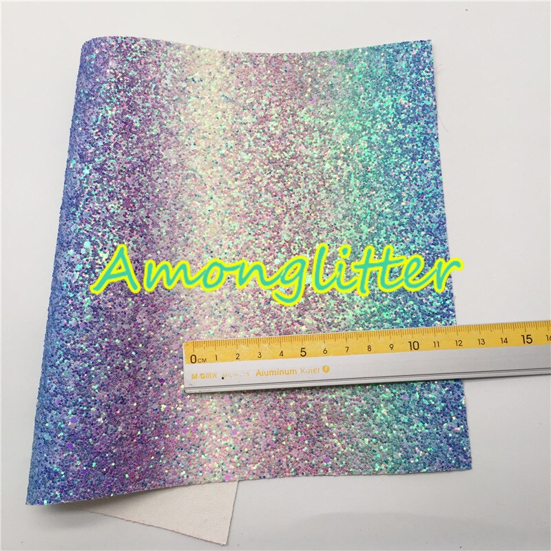 Amonglitter Rainbow hojas de tela de cuero grueso de brillo, tejido brillante para bolsas y zapatos de lazos de bricolaje 21x29cm tamaño A4 MB013A: 8