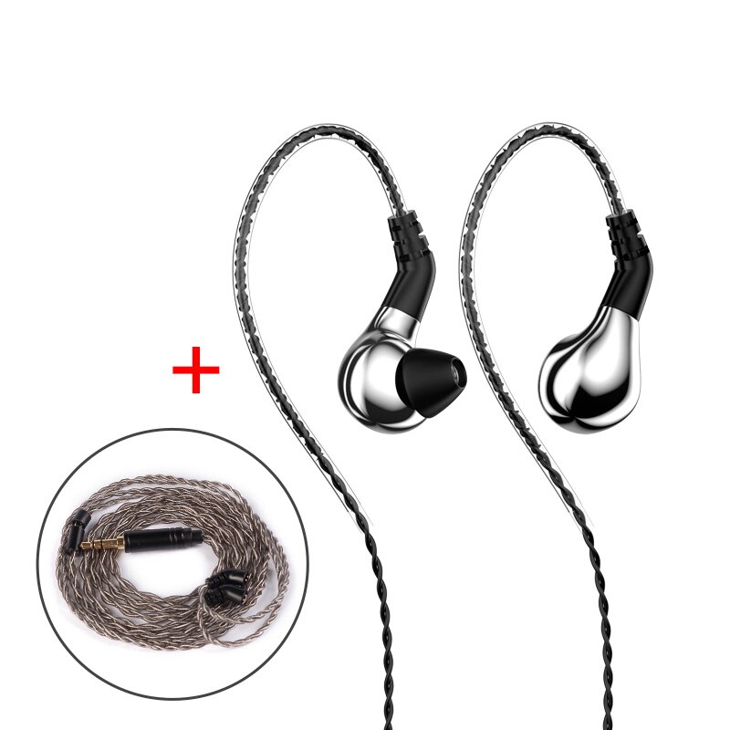 BLON BL-03 bl03 10mm Carbon Diaphragm Dynamic Driver In Ear Earphone HIFI DJ Running Sport Earphone Earbud Detachable 2PIN Cable: Silver nomic Gray