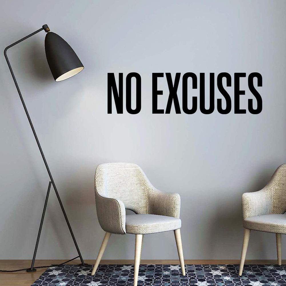 AsyPets No Excuses Wall Sticker Self Motivation Quote Sport Home Gym Interior Wall Art Mural