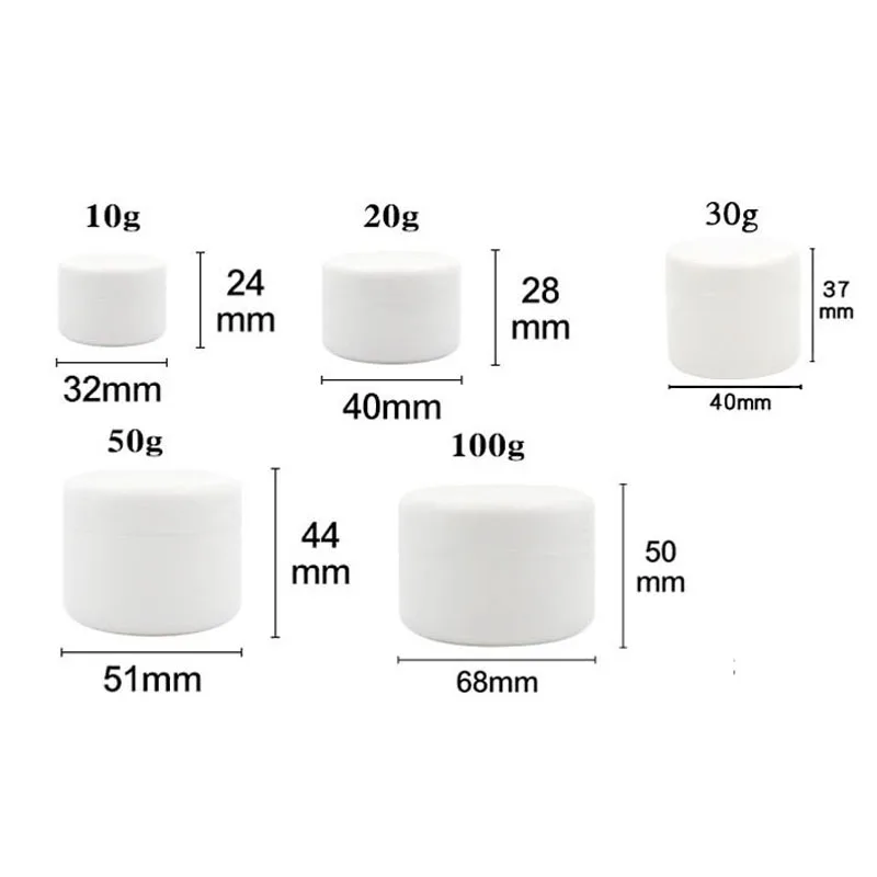 Frascos de plástico rellenables para maquillaje y cosméticos, tarros vacíos para crema facial, contenedores de almacenamiento de loción y sombra de ojos, 10 Uds., 10g-100g