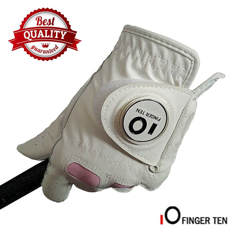 Womens Golf Handschoenen Left Hand Rechts PU Leer met Bal Marker Rh Lh All Weather Grip Dames Fit XS Kleine medium Grote XL 1 Pc