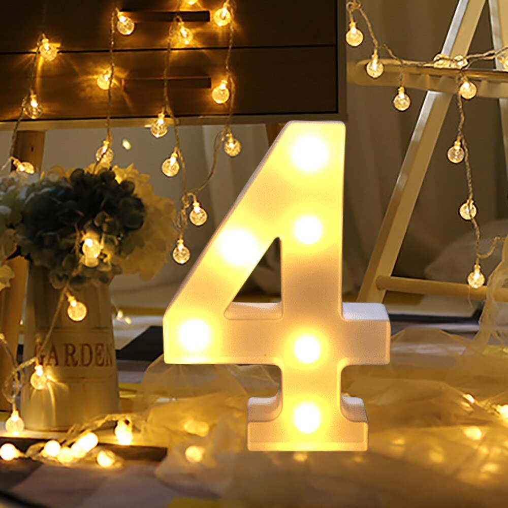 LED Digital Light Number Lamp Alphabet LED Digital Wedding Decoration Light Up White Plastic Digital Standing Hanging Lights: E
