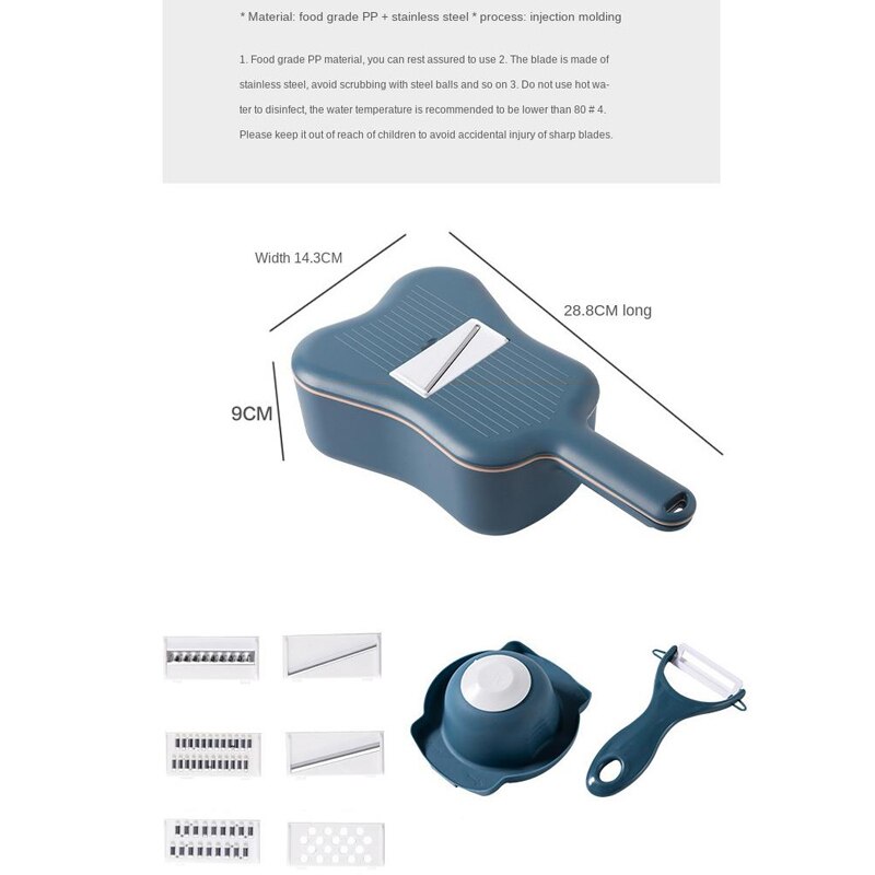 Multi Function Vegetable Cutter Kitchen Gadgets Kitchen Tools Fruit Slicer Grater Shredders Drain Basket Slicers Accessories