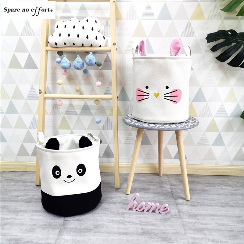 Cartoon Storage Box Cute Printing Waterproof Organizer Cotton Linen Sundries Storage Basket Cabinet Underwear Storage Bag